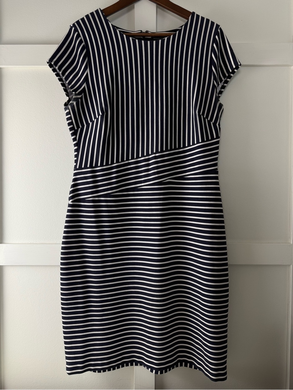 Banana Republic Navy and White Striped Sheath Dress